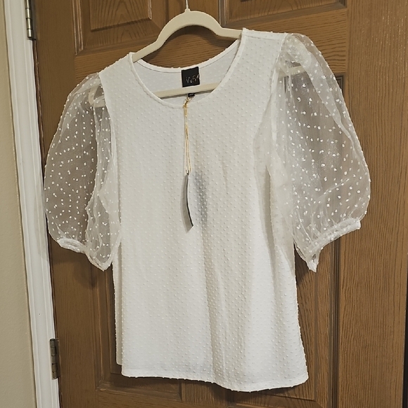 W5 Tops - W5 Chic White Puff Sleeve Blouse